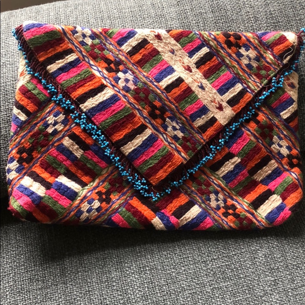 Colorful tapestry clutch